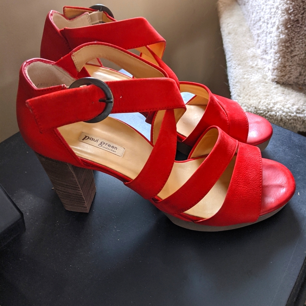 Paul Green Red Suede Sandles